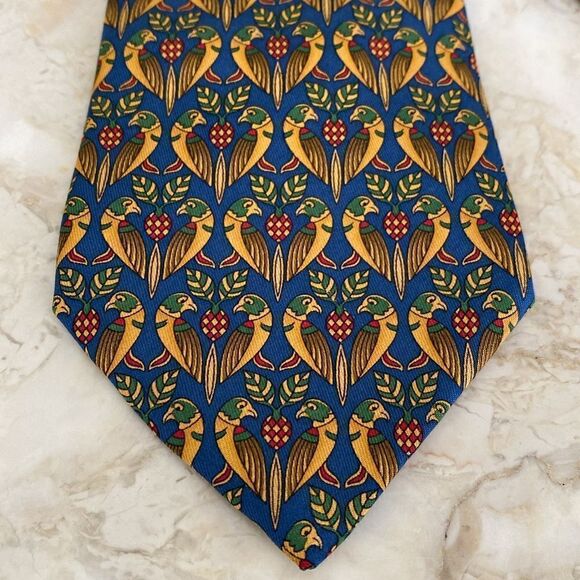 Salvatore Ferragamo 100% Silk Tie Lovebirds - Picture 5 of 10